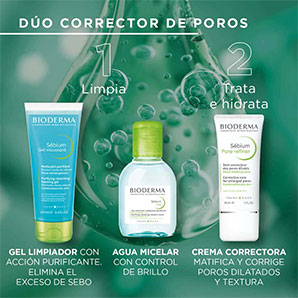 Pack Bioderma Sébium Pore Refiner + Agua Micelar H2O + Gel Moussant + Neceser