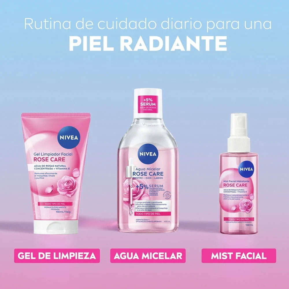 Agua Micelar Nivea Rose Care + 5% Sérum 400 ml