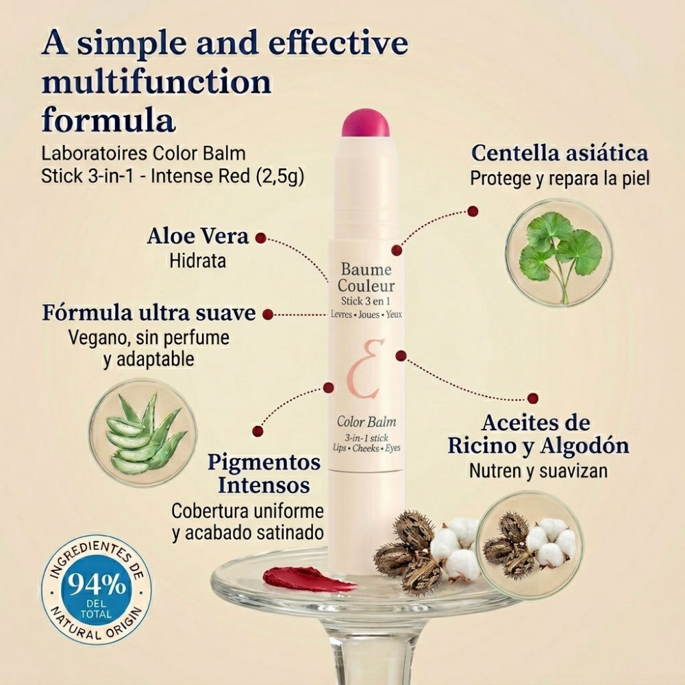 Bálsamo labial Embryolisse Color Balm 3 en 1 Rouge Intense
