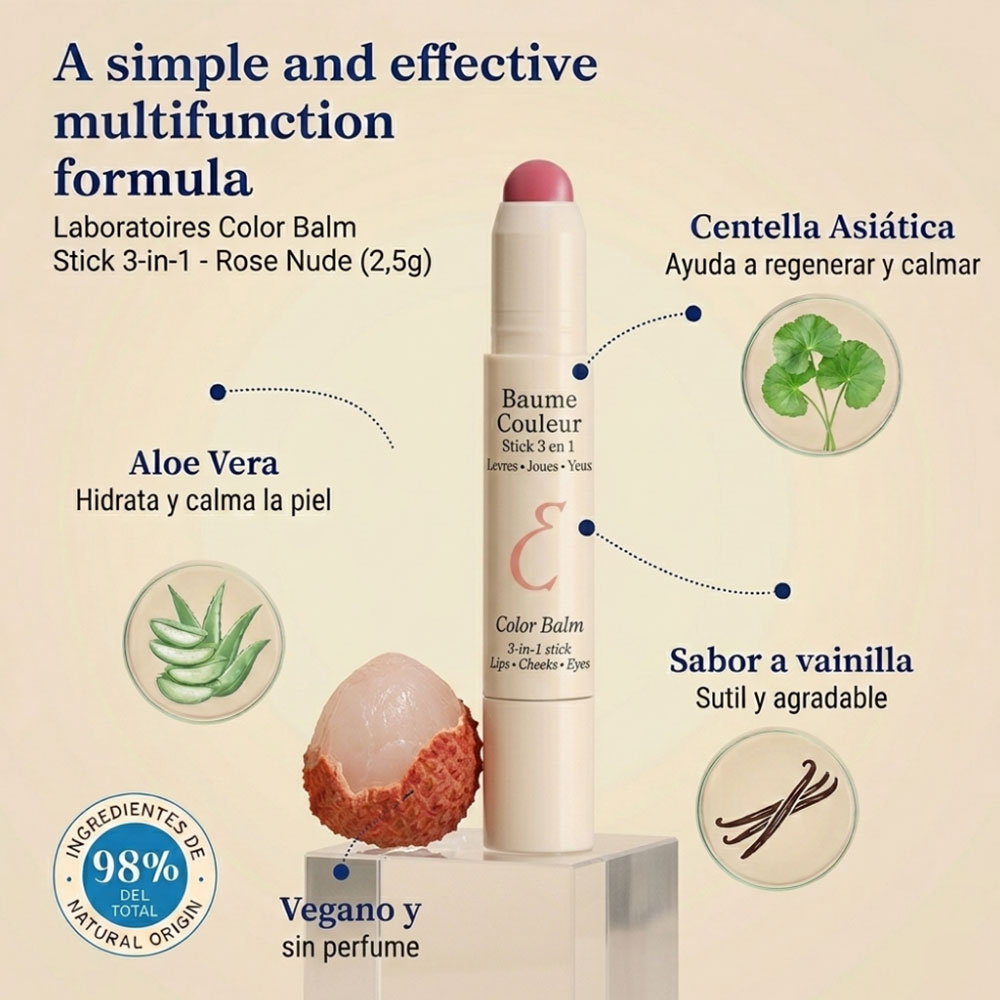 Bálsamo labial Embryolisse Color Balm 3 en 1 Rose Nude