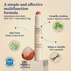 Bálsamo labial Embryolisse Color Balm 3 en 1 Rose Nude