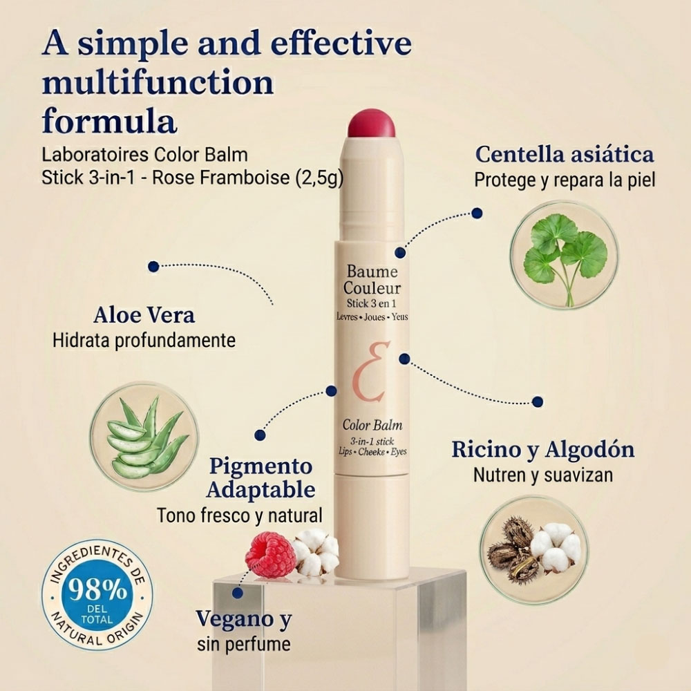 Bálsamo labial Embryolisse Color Balm 3 en 1 Rose Framboise