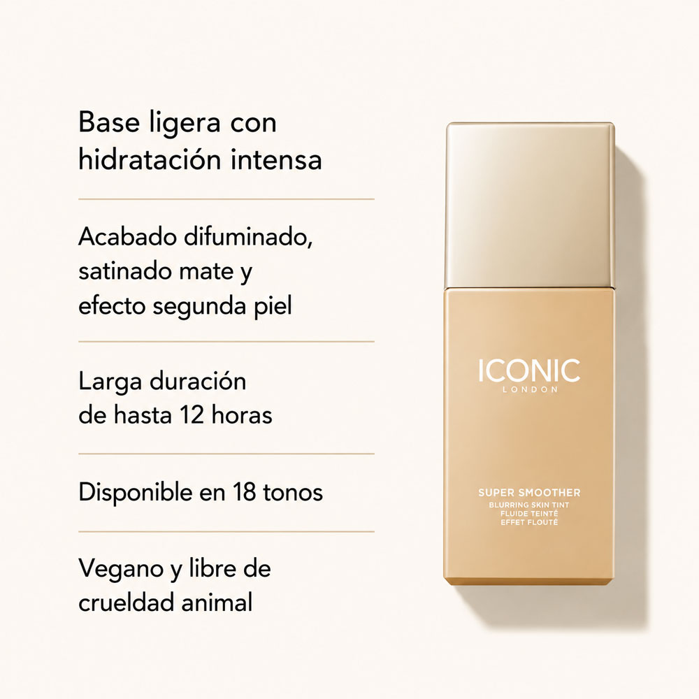 Base Líquida ICONIC London Super Smoother Blurring Skin Tint Neutral Light
