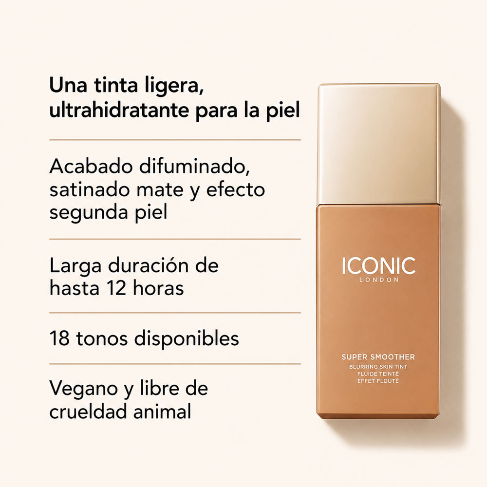 Base Líquida ICONIC London Super Smoother Blurring Skin Tint Neutral Medium
