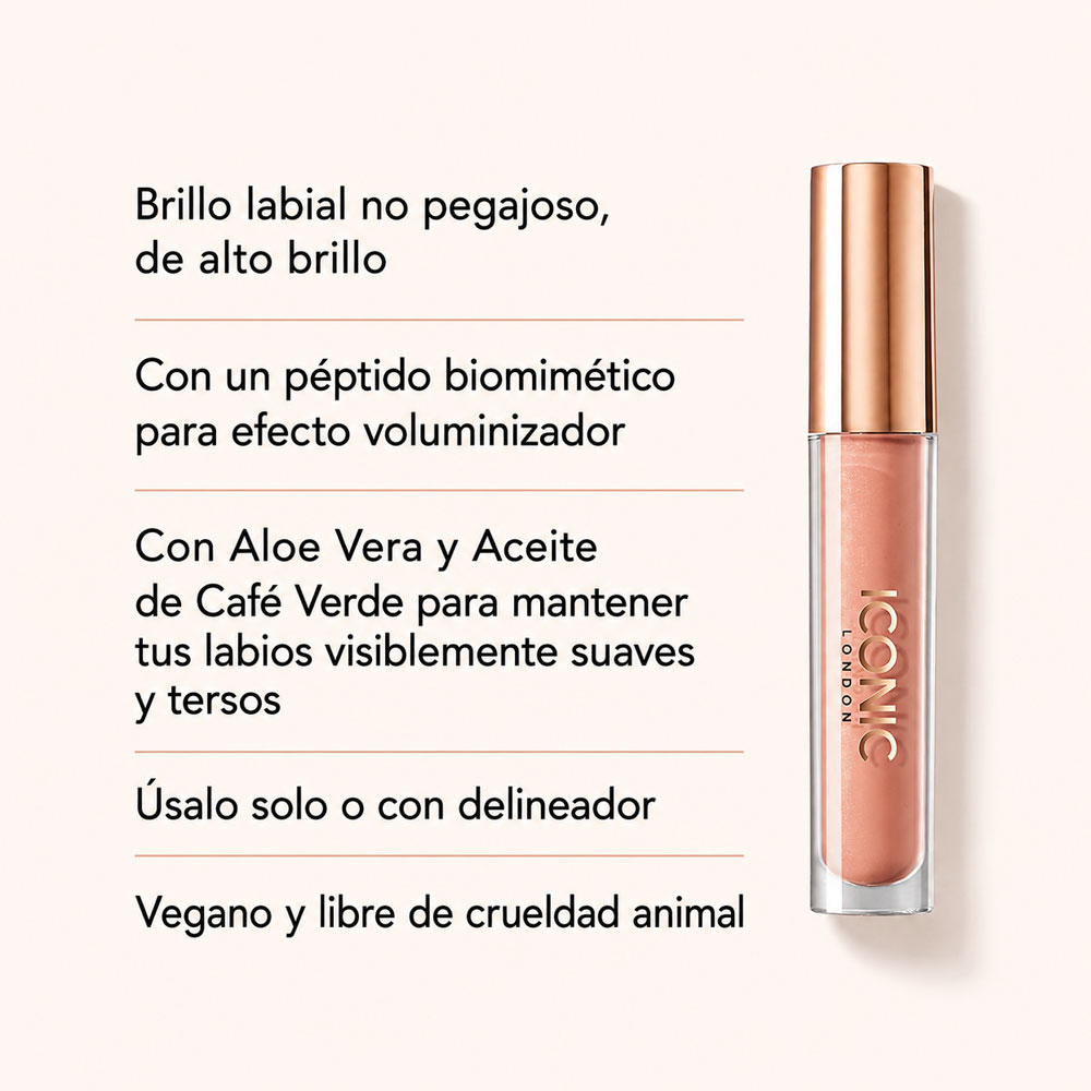 Brillo labial ICONIC London Lip Plumping Gloss Nearly Nude