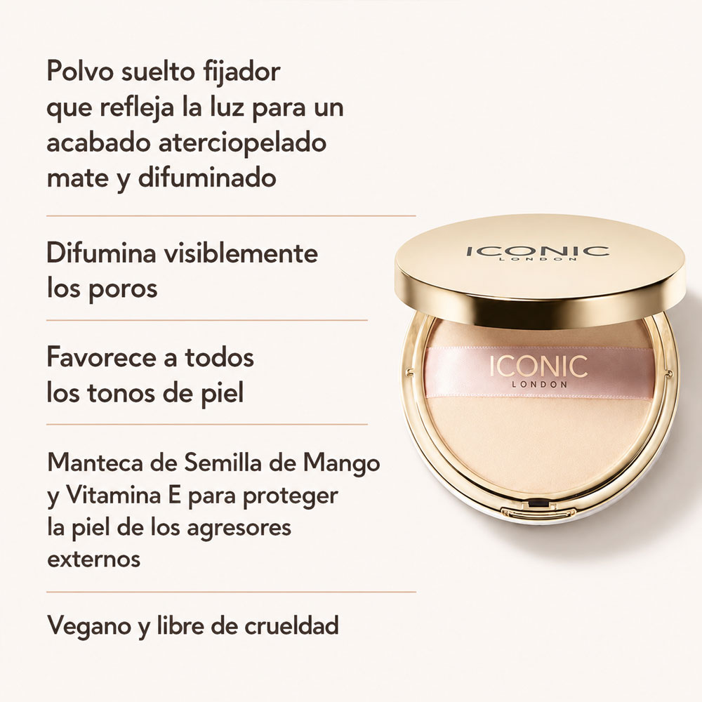 Polvo traslúcido fijador ICONIC London Velvet Blur Setting Powder