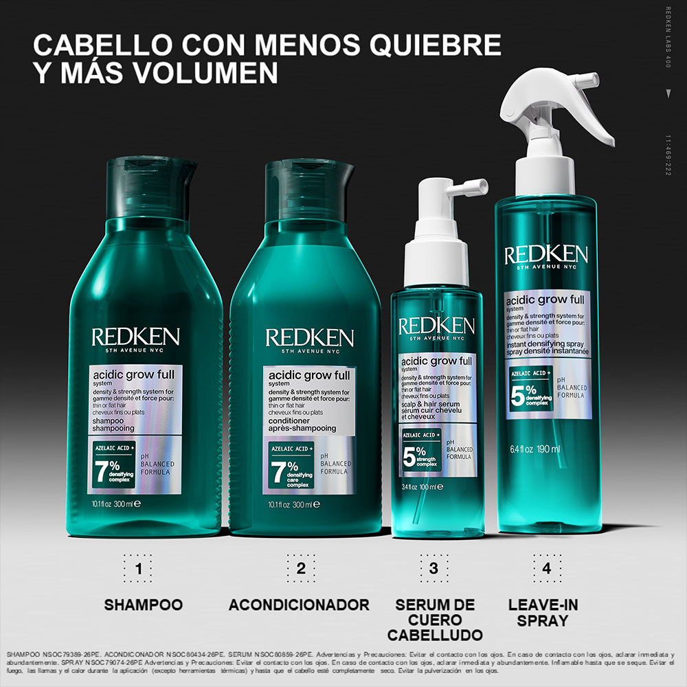 Shampoo Redken Acidic Grow Full System para Volumen y Cuerpo 300 ml