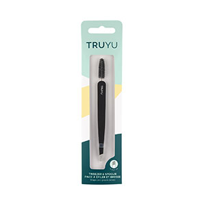 Pinza de Cejas TRUYU punta oblicua + cepillo spoolie 10-1028