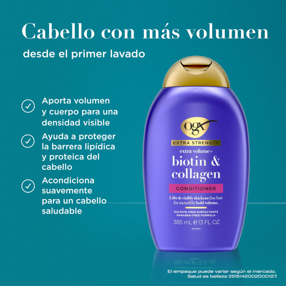 Acondicionador OGX Extra Strength Extra Volume + Biotin & Collagen 385 ml