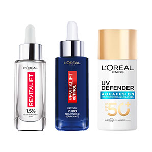 Pack L'Oréal Revitalift ácido hialurónico + Retinol + UV Defender FPS 50+