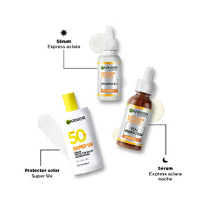 Pack Garnier sérum booster anti manchas + sérum noche + Super UV