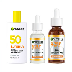 Pack Garnier sérum booster anti manchas + sérum noche + Super UV