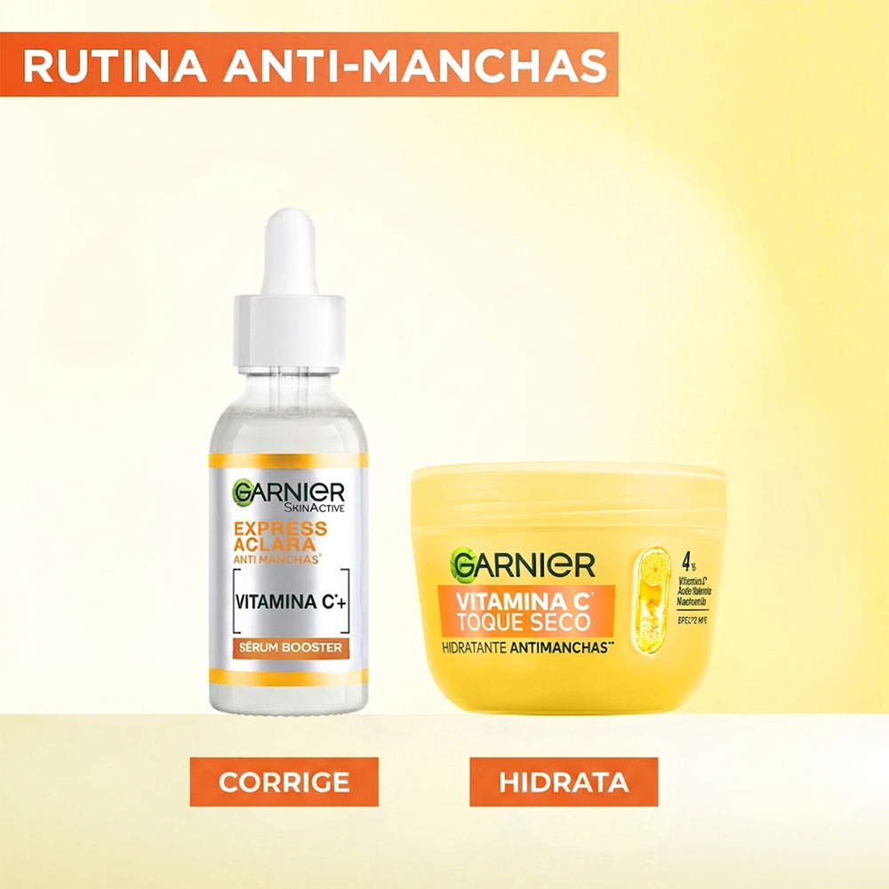 Pack Garnier Vitamina C Crema Hidratante Toque Seco + Sérum Booster Antimanchas