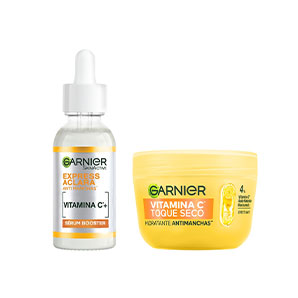 Pack Garnier Vitamina C Crema Hidratante Toque Seco + Sérum Booster Antimanchas