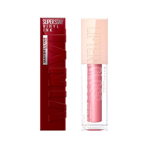Pack Maybelline Labial líquido Super Stay Vinyl Ink 10 Lippy + Brillo labial Lip Lifter Gloss 005 Petal
