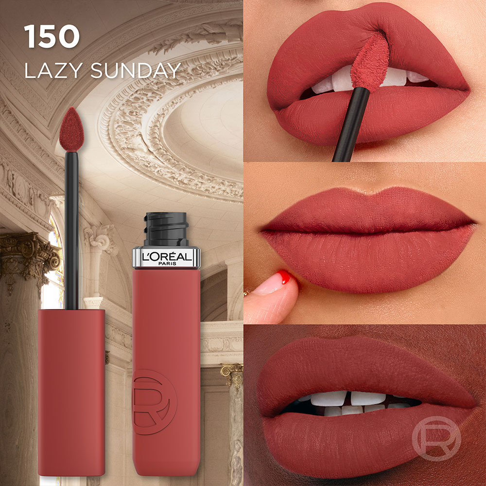 Pack L'Oréal Paris Labial líquido Infallible Matte Resistance 150 Lazy Sunday + Brillo labial Plump Ambition 510 La Nuit Sparkle