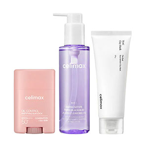 Pack Control de grasa Celimax Fresh Blackhead Cleansing Oil + Noni Clay Mask + Oil Control Sun Stick
